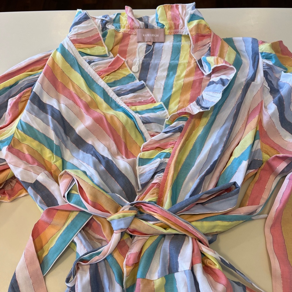Short sleeve cotton wrap blouse